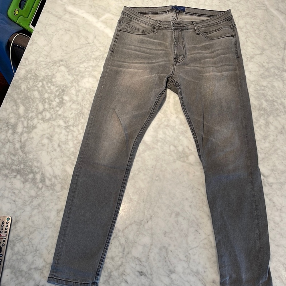 Zara Mens Skinny Stretchy Grey Jeans